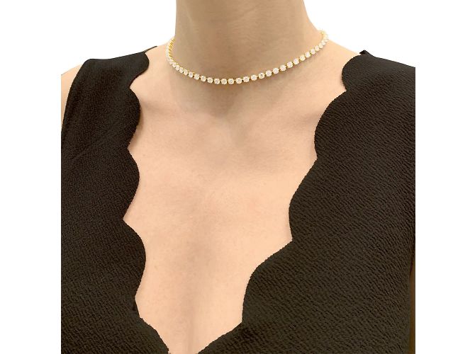 Collana fiume Cartier, oro giallo e diamanti. - vista 6