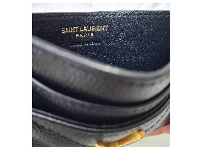 Saint Laurent Nuevo - Tarjetero con Cassandre dorado - cuero con textura de grano de polvo - vista 2