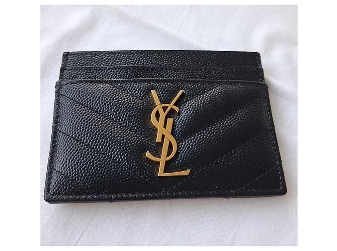 Saint Laurent Nuevo - Tarjetero con Cassandre dorado - cuero con textura de grano de polvo - vista 4