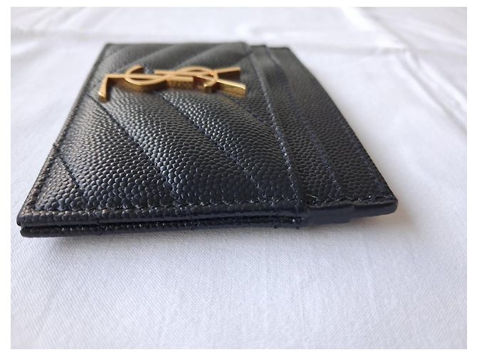 Saint Laurent Nuevo - Tarjetero con Cassandre dorado - cuero con textura de grano de polvo - vista 6