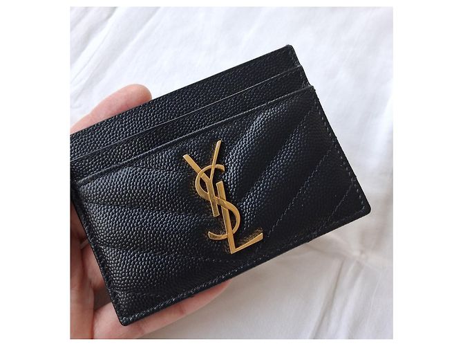 Saint Laurent Nuevo - Tarjetero con Cassandre dorado - cuero con textura de grano de polvo - vista 8