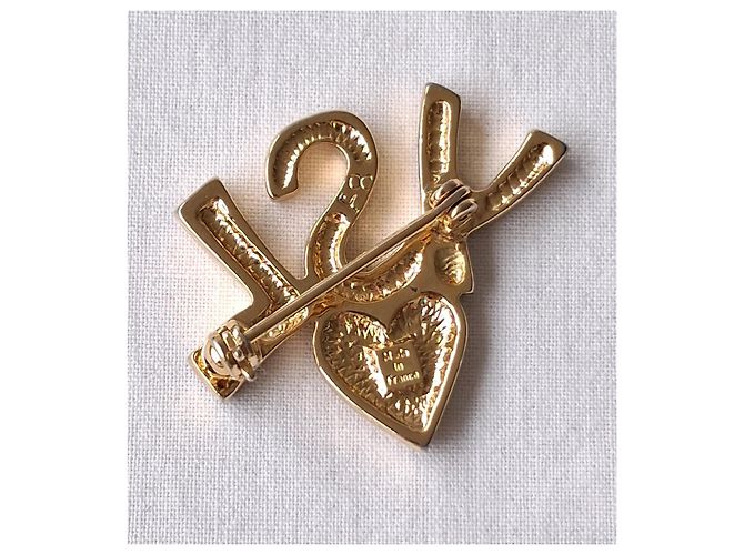 Spilla Yves Saint Laurent Cuore con Monogramma Oro D'oro Gold hardware - vista 2