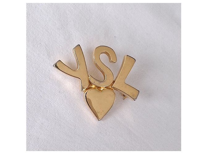 Spilla Yves Saint Laurent Cuore con Monogramma Oro D'oro Gold hardware - vista 6