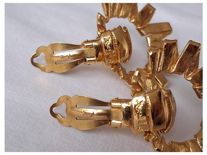 Yves Saint Laurent Nuovo - Sublimi orecchini vintage Arty - con clip D'oro Gold hardware - vista 4