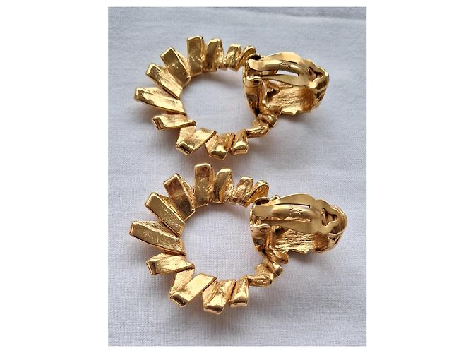 Yves Saint Laurent Nuovo - Sublimi orecchini vintage Arty - con clip D'oro Gold hardware - vista 9