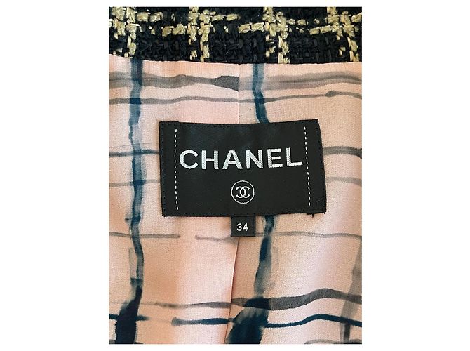 Giacca Chanel in tweed nero seta e cotone - vista 12