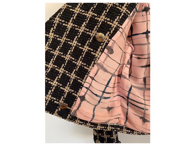 Giacca Chanel in tweed nero seta e cotone - vista 7
