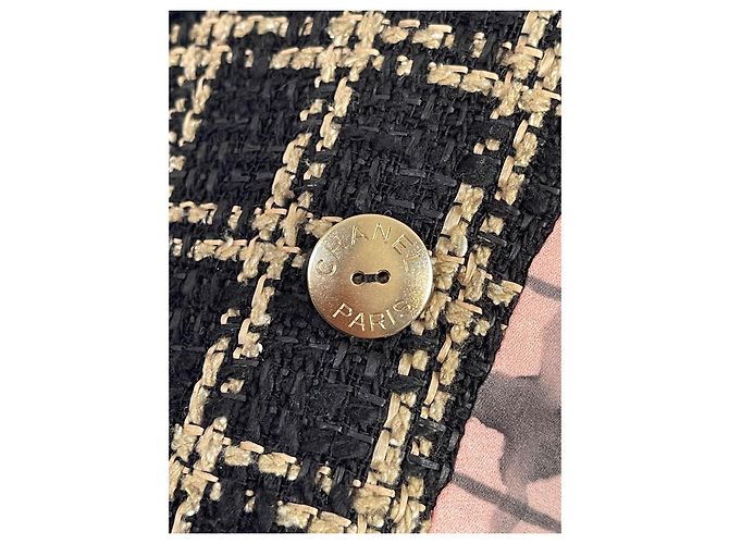Giacca Chanel in tweed nero seta e cotone - vista 8