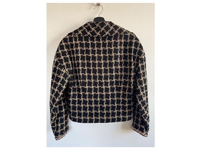 Giacca Chanel in tweed nero seta e cotone - vista 9