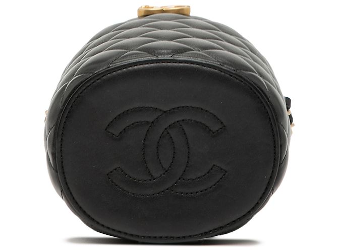 Kleine schwarze, gesteppte Lammleder Crown Box Tasche von Chanel - Ansicht 3
