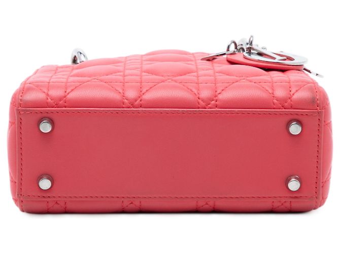 Dior Mini Cannage Lady Dior in agnello rosa - vista 3