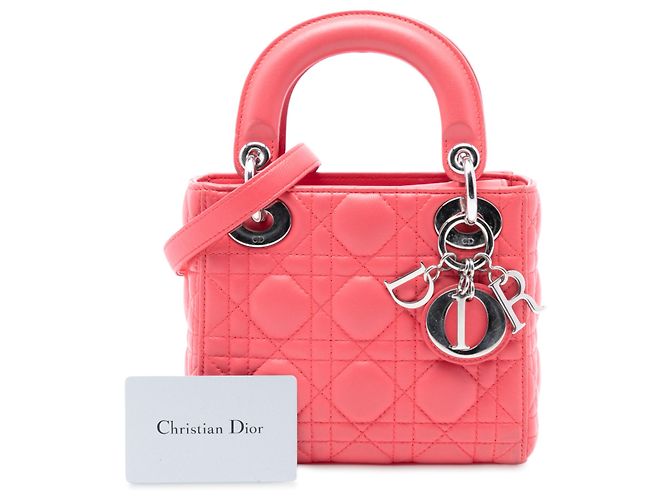 Dior Mini Cannage Lady Dior in agnello rosa - vista 8