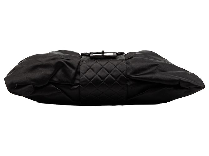 Borsa a Spalla Mademoiselle in Satin Nero Medio con Fiocco Chanel - vista 3