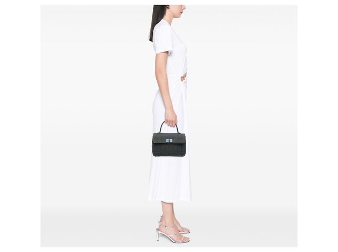 Chanel Blue Reissue 2.55 Borsa a tracolla in denim cioccolato con manico superiore - vista 11