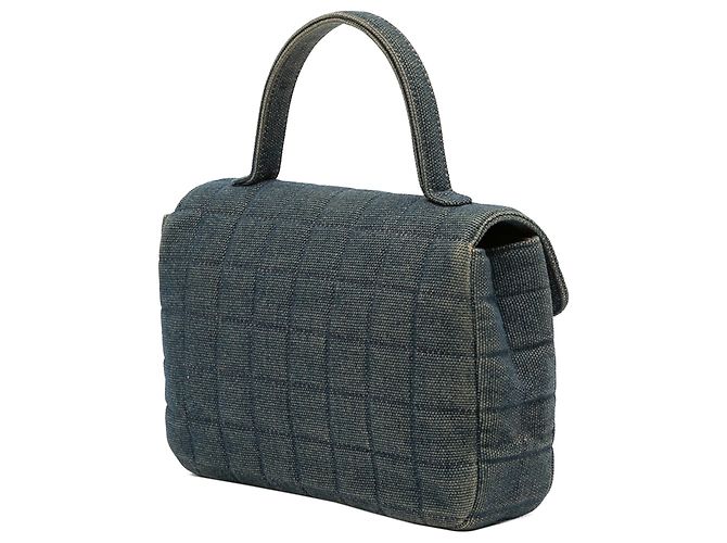 Chanel Blue Reissue 2.55 Borsa a tracolla in denim cioccolato con manico superiore - vista 2