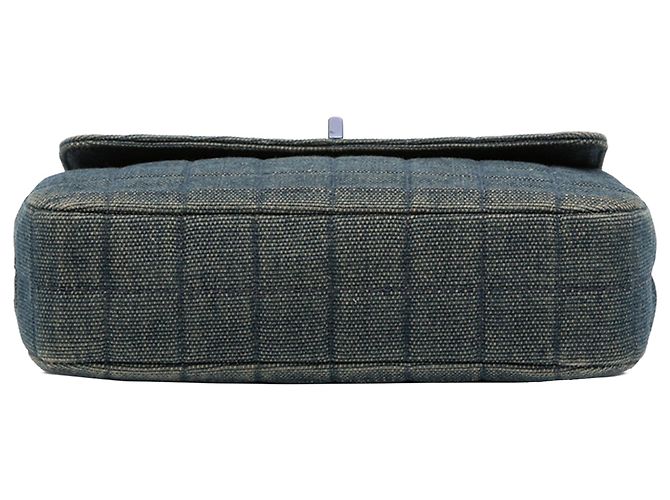 Chanel Blue Reissue 2.55 Borsa a tracolla in denim cioccolato con manico superiore - vista 3