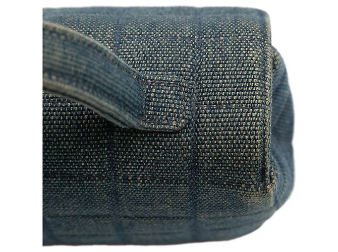 Chanel Blue Reissue 2.55 Borsa a tracolla in denim cioccolato con manico superiore - vista 7