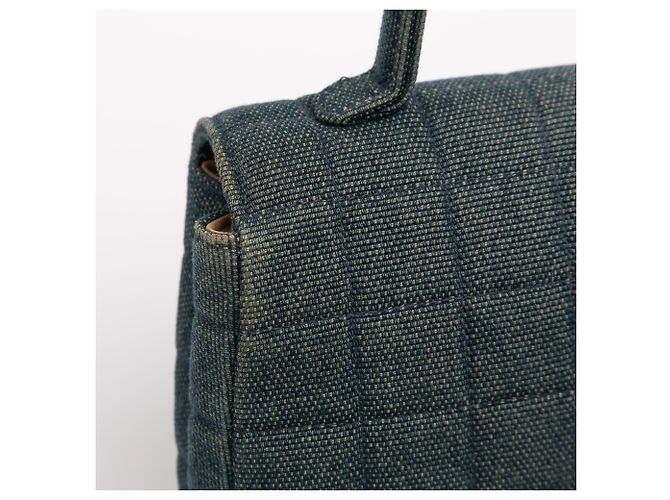 Chanel Blue Reissue 2.55 Borsa a tracolla in denim cioccolato con manico superiore - vista 8