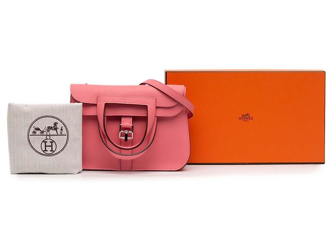 Mini Halzan 22 in Swift rosa di Hermès - vista 12