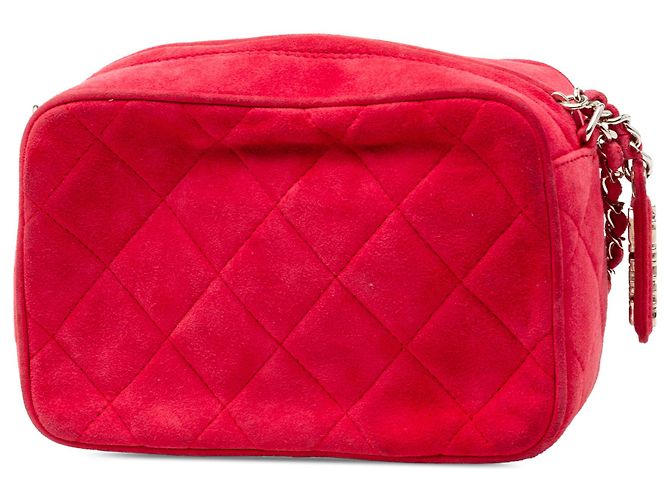 Camera Borsa a tracolla in suede trapuntato rosso Chanel - vista 2
