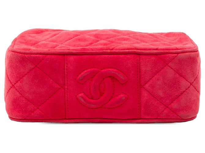 Camera Borsa a tracolla in suede trapuntato rosso Chanel - vista 3