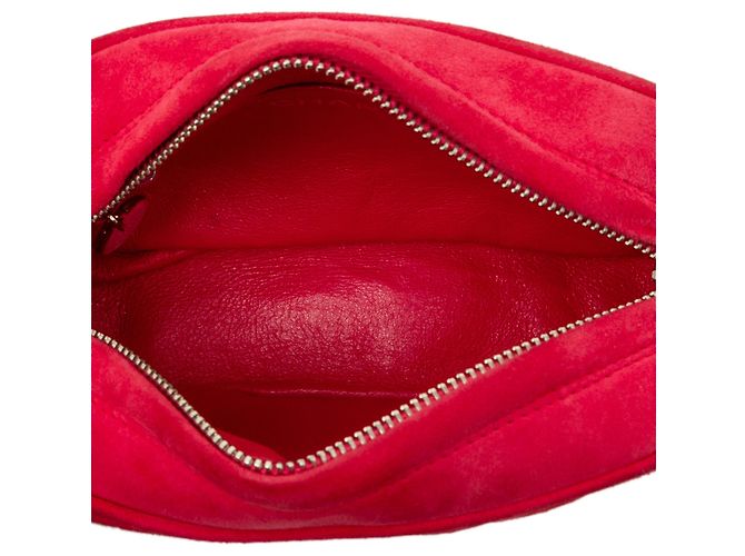 Camera Borsa a tracolla in suede trapuntato rosso Chanel - vista 4