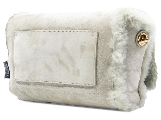 Borsa a spalla reversibile Kate Monogram in shearling medio grigio di Saint Laurent Marrone - vista 2