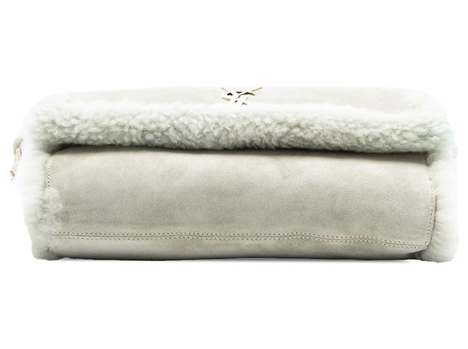 Borsa a spalla reversibile Kate Monogram in shearling medio grigio di Saint Laurent Marrone - vista 3