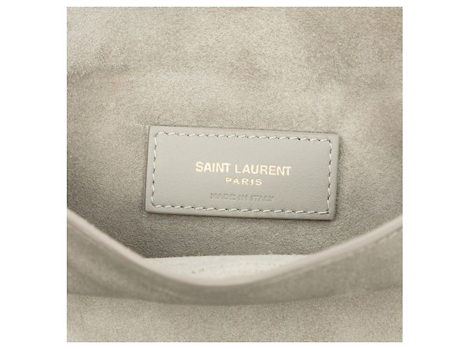 Borsa a spalla reversibile Kate Monogram in shearling medio grigio di Saint Laurent Marrone - vista 5