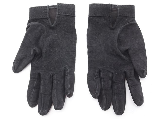 Hermès Schwarze Wildlederhandschuhe Hermes Kelly - Ansicht 2