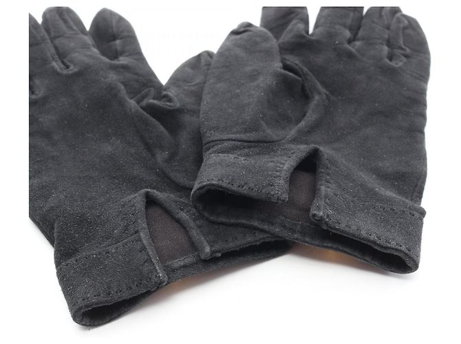 Hermès Schwarze Wildlederhandschuhe Hermes Kelly - Ansicht 4