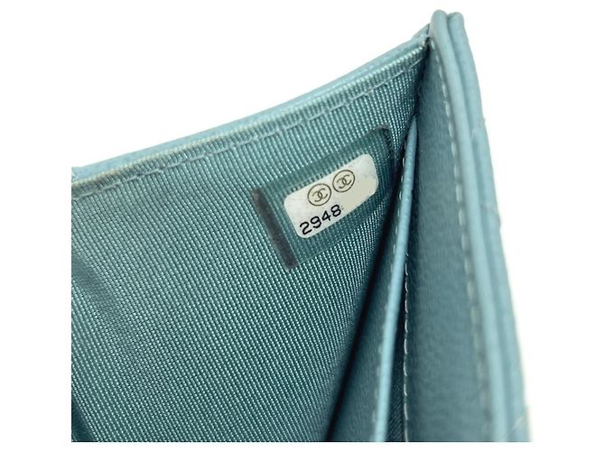Chanel Hellblau Tri-Fold Geldbörse - Ansicht 12