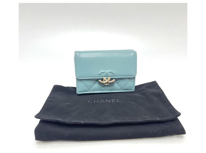 Chanel Hellblau Tri-Fold Geldbörse - Ansicht 13