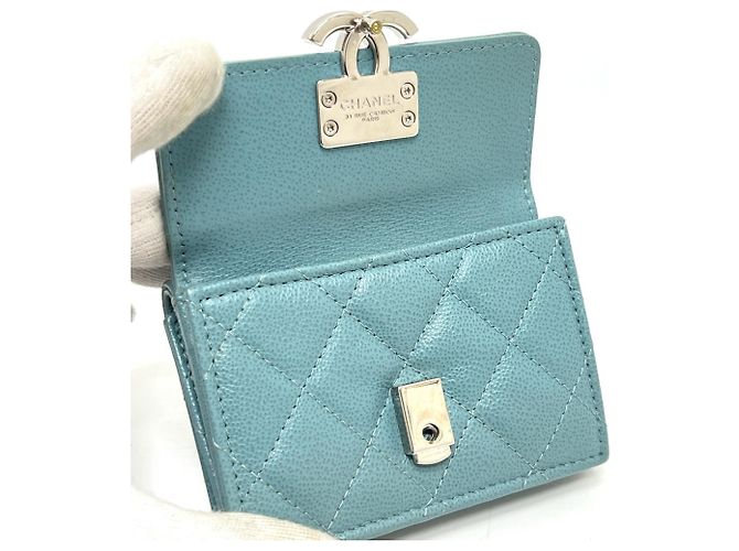 Chanel Hellblau Tri-Fold Geldbörse - Ansicht 8