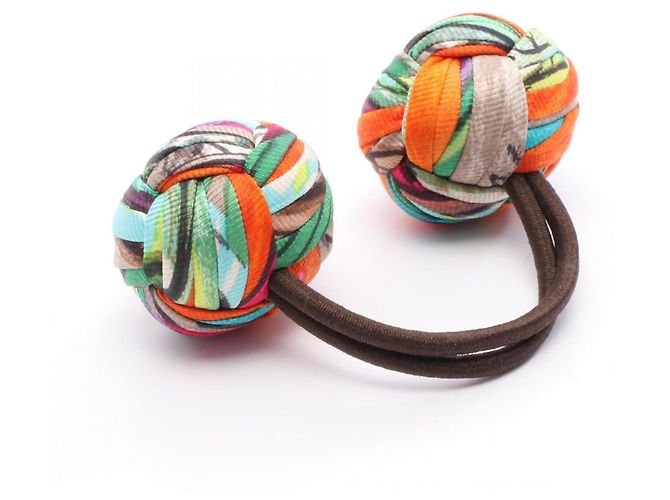 Silk In Fascia per capelli in seta Pompon Hermès Multicolore - vista 2