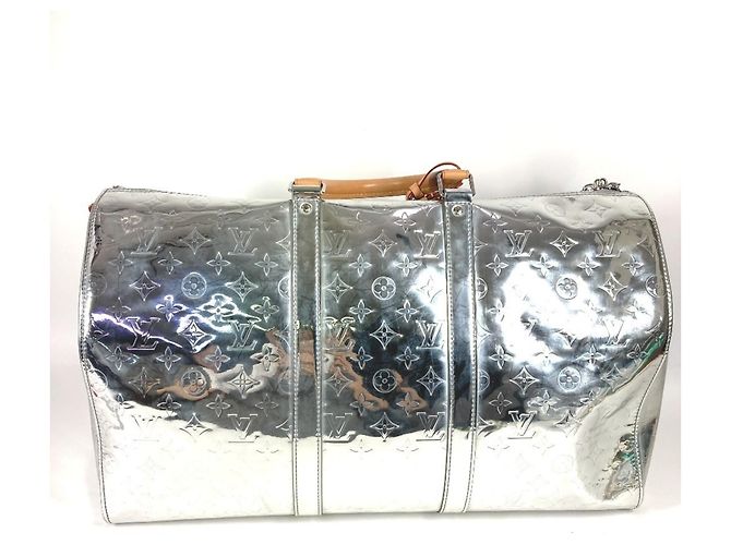 Borsa da Viaggio Keepall Bandoulière 50 Monogramma Specchio Louis Vuitton Argento - vista 2