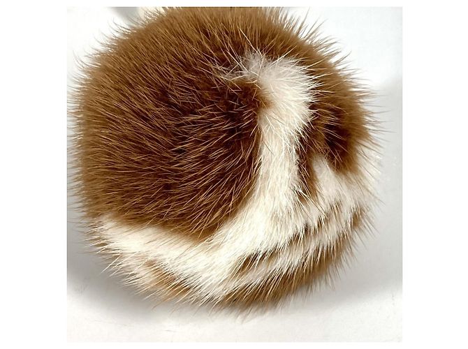 Scrunchie in pelliccia di visone Louis Vuitton Marrone Bianco - vista 2