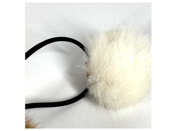 Scrunchie in pelliccia di visone Louis Vuitton Marrone Bianco - vista 5