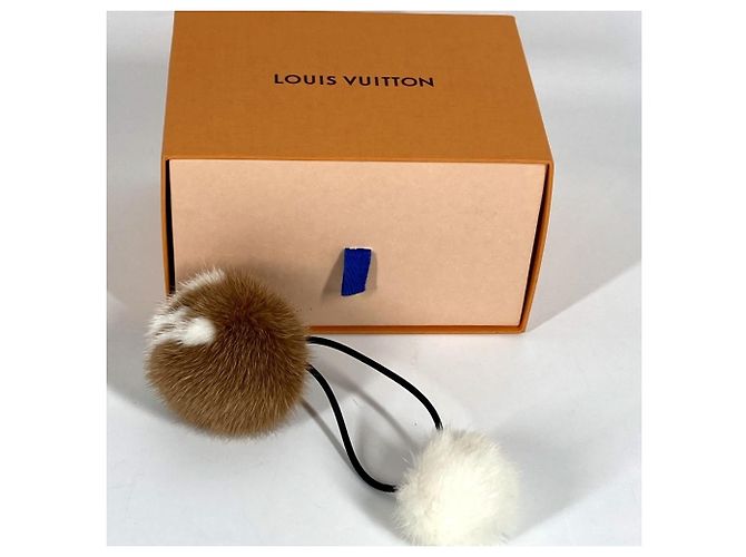 Scrunchie in pelliccia di visone Louis Vuitton Marrone Bianco - vista 9
