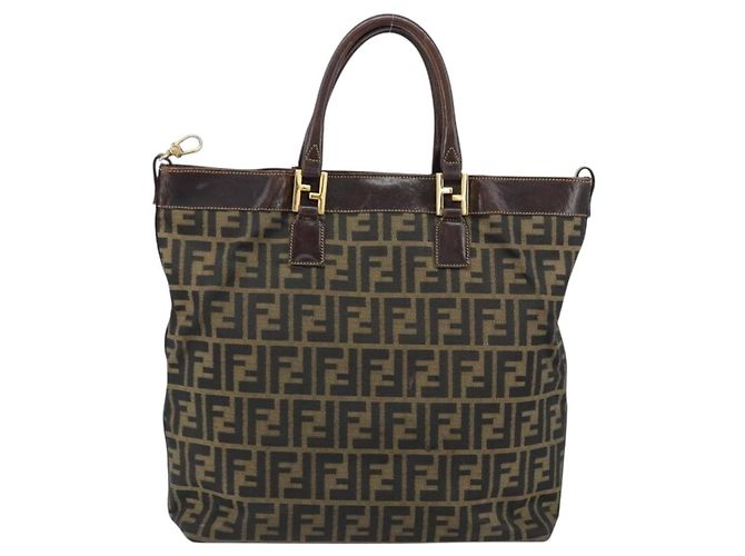 Fendi Vintage Zip Tote Zucca aus Canvas Mittel Braun - Ansicht 2