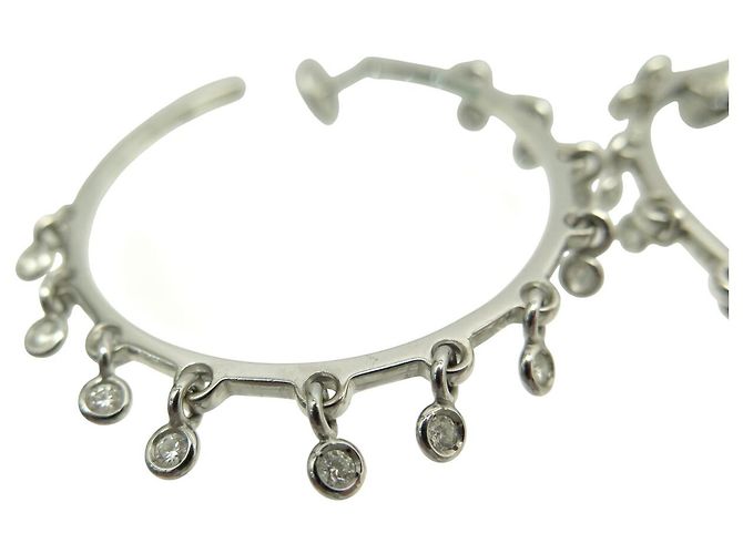 Christian Dior NOVAS ARGOLAS DE OURO BRANCO DIOR COQUINES 19GR DIAMANTE 0,9CT Prata - vista 10