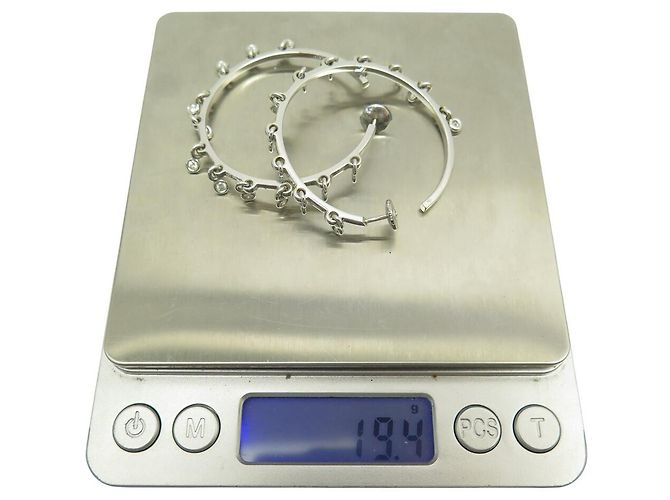 Christian Dior NOVAS ARGOLAS DE OURO BRANCO DIOR COQUINES 19GR DIAMANTE 0,9CT Prata - vista 12