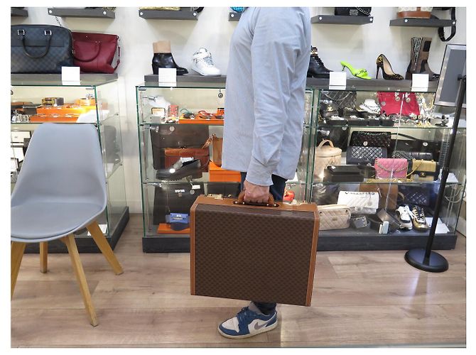 Céline MALLETTA VINTAGE CELINE IN CANVAS TRIOMPHE E PELLE VALIGETTA CON CODICE Marrone - vista 20