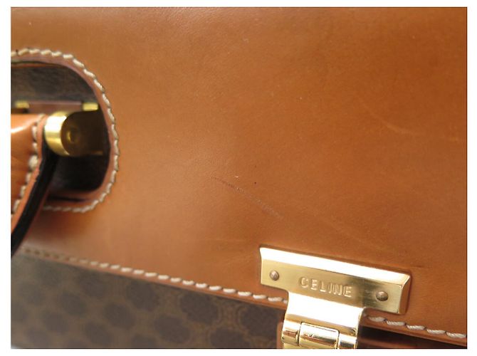 Céline MALLETTA VINTAGE CELINE IN CANVAS TRIOMPHE E PELLE VALIGETTA CON CODICE Marrone - vista 21