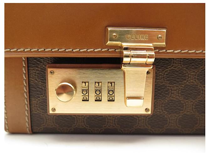Céline MALLETTA VINTAGE CELINE IN CANVAS TRIOMPHE E PELLE VALIGETTA CON CODICE Marrone - vista 4