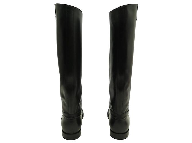 LOUIS VUITTON HERITAGE CAVALIERES SCHWARZE LEDERSTIEFEL MIT LV-LOGO 37 REITSTIEFEL - Ansicht 3