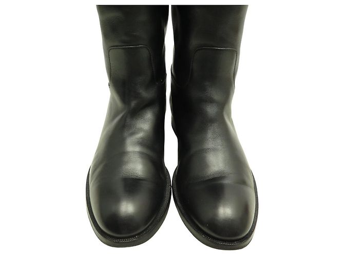 LOUIS VUITTON HERITAGE CAVALIERES SCHWARZE LEDERSTIEFEL MIT LV-LOGO 37 REITSTIEFEL - Ansicht 5