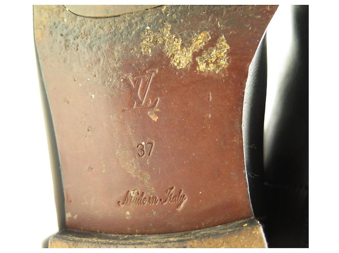 LOUIS VUITTON HERITAGE CAVALIERES SCHWARZE LEDERSTIEFEL MIT LV-LOGO 37 REITSTIEFEL - Ansicht 8