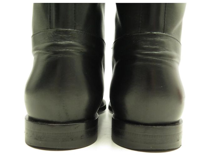 LOUIS VUITTON HERITAGE CAVALIERES SCHWARZE LEDERSTIEFEL MIT LV-LOGO 37 REITSTIEFEL - Ansicht 9