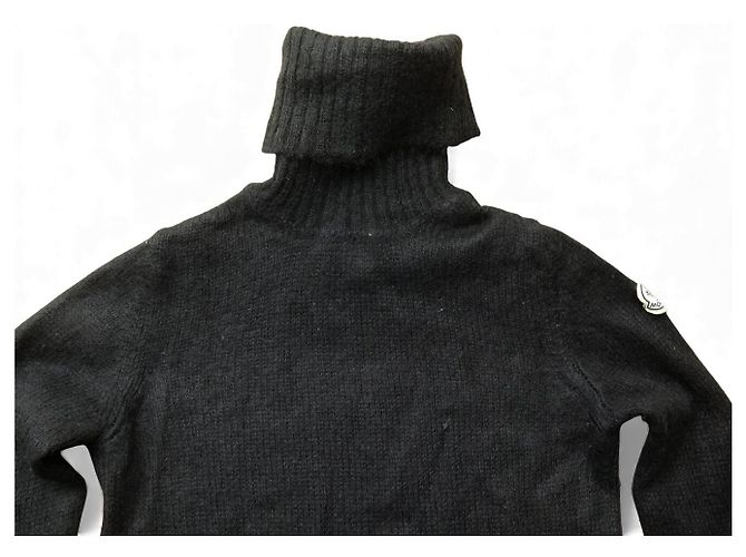 VINTAGE MONCLER PULLOVER M 38 AUS MOHAIR WOLLE & NYLON SCHWARZER ROLLKRAGEN - Ansicht 2